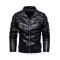 Custom Logo Fleece Lined Leather Jacket Mens